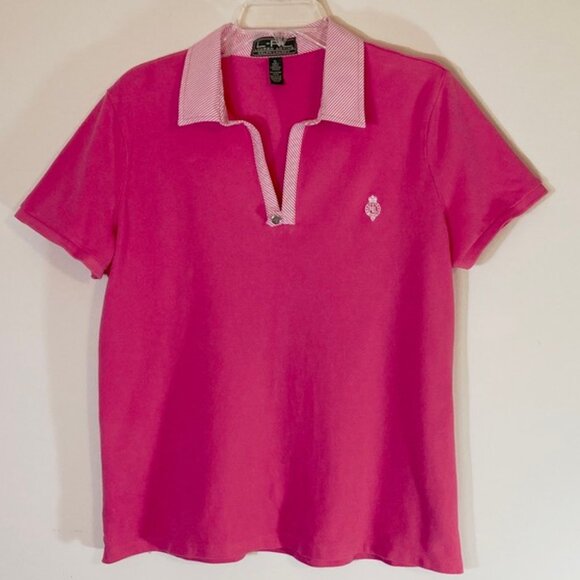 L-RL Lauren Active Tops - L-RL Lauren Active Top Shirt Sport Activewear Golf Pink Cotton Athleisure SZ XL